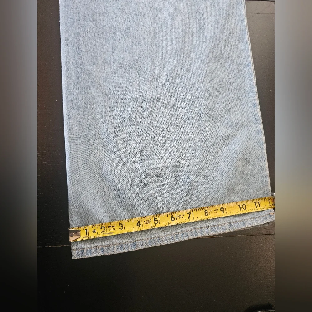 ZARA Wide Leg Light Wash Jeans Size 12 (US) 44 EU High Rise Drawstring Waist - Picture 12 of 12